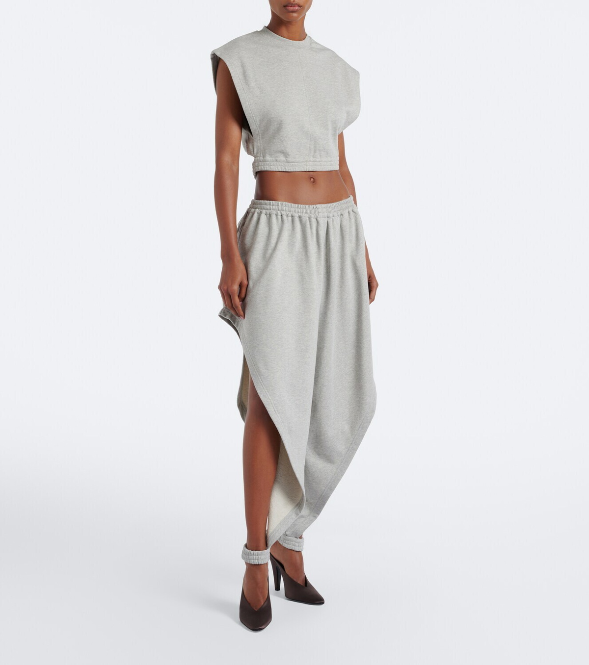 Alaïa Ruffled cotton-blend fleece tapered pants