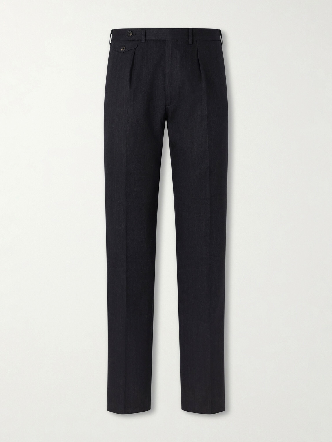 J. Mueser - Waverly Straight-Leg Cotton and Linen-Blend Twill Suit Trousers - Black