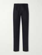 J. Mueser - Waverly Straight-Leg Cotton and Linen-Blend Twill Suit Trousers - Black