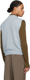 LE17SEPTEMBRE Blue Button Neck Knit Vest