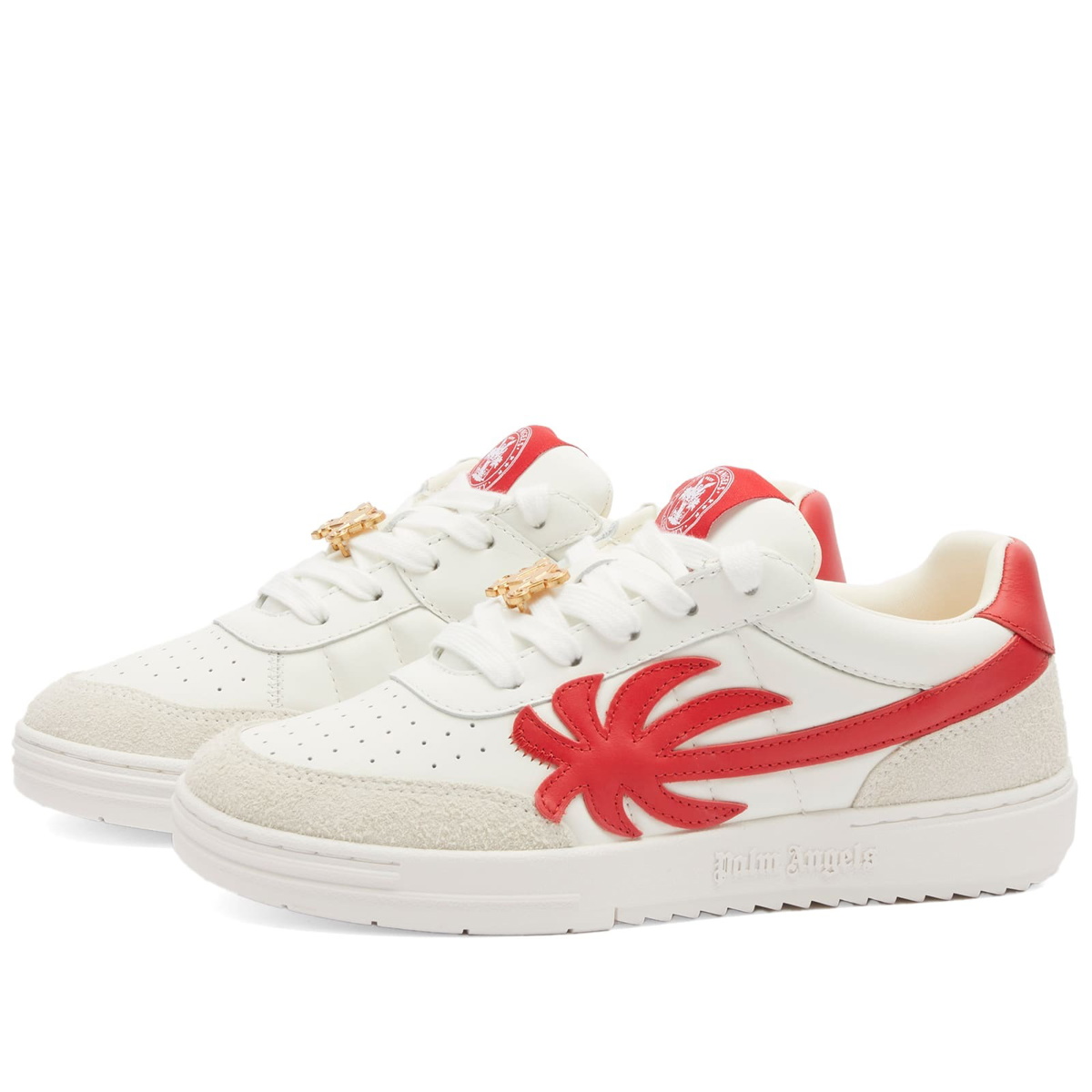 Photo: Palm Angels Men's University Sneakers in White Red