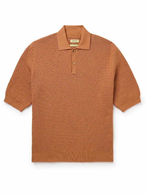 Photo: De Bonne Facture - Honeycomb Organic Cotton Polo Shirt - Orange