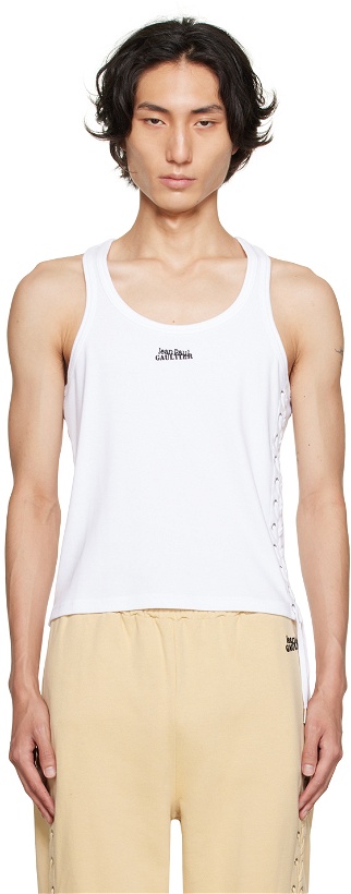 Photo: Jean Paul Gaultier White 'The Lace-Up JPG' Tank Top