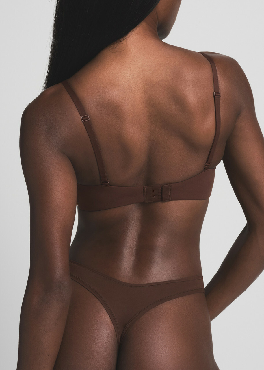 Skims Unlined Stretch-jersey Demi bra Brown