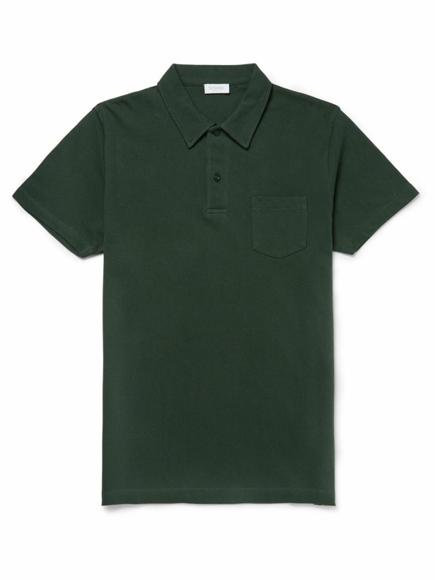 Photo: Sunspel - Riviera Slim-Fit Cotton-Mesh Polo Shirt - Green
