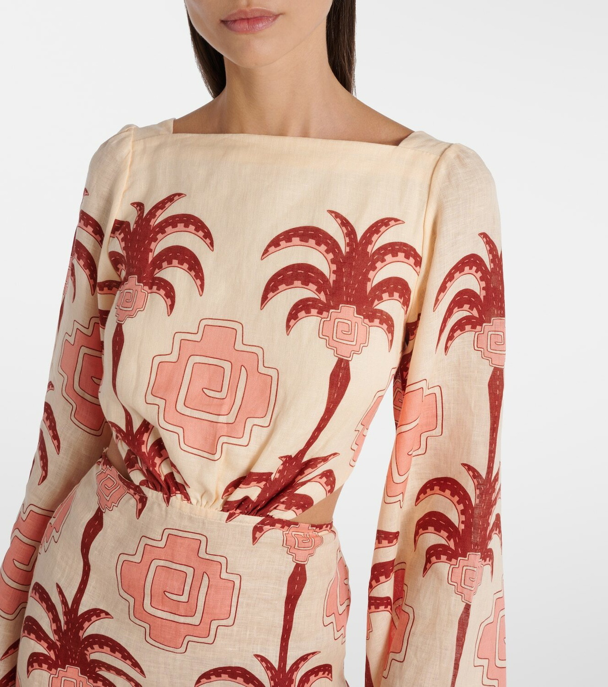 Johanna Ortiz Cutout printed linen minidress