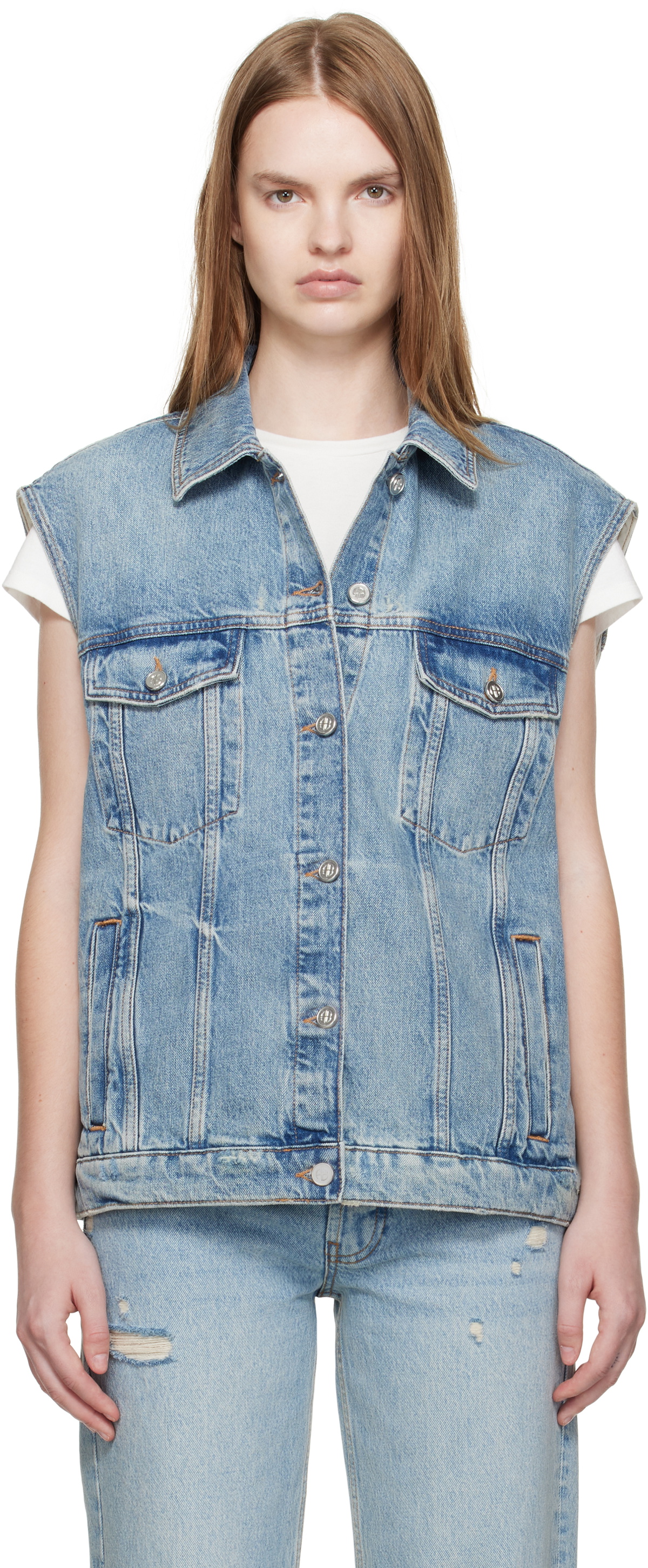 ANINE BING Blue Rory Denim Vest