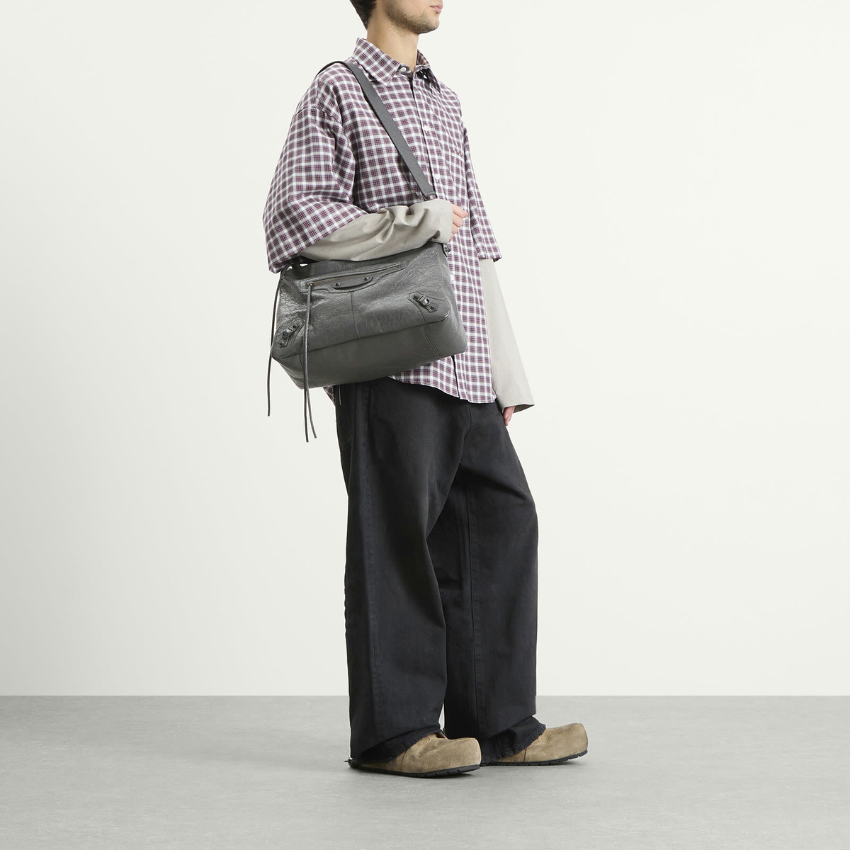 Balenciaga Men's Le City Moto Medium Bag in Volcanic Rock 