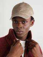 Brunello Cucinelli - Leather-Trimmed Suede Baseball Cap - Brown