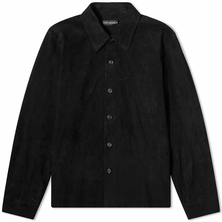Photo: Our Legacy Men's Suede Welding Shirt in Black