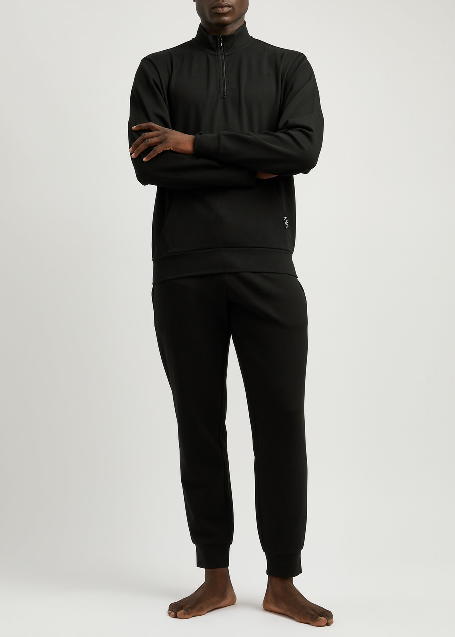 Emporio Armani Half-zip Stretch-jersey Sweatshirt Black