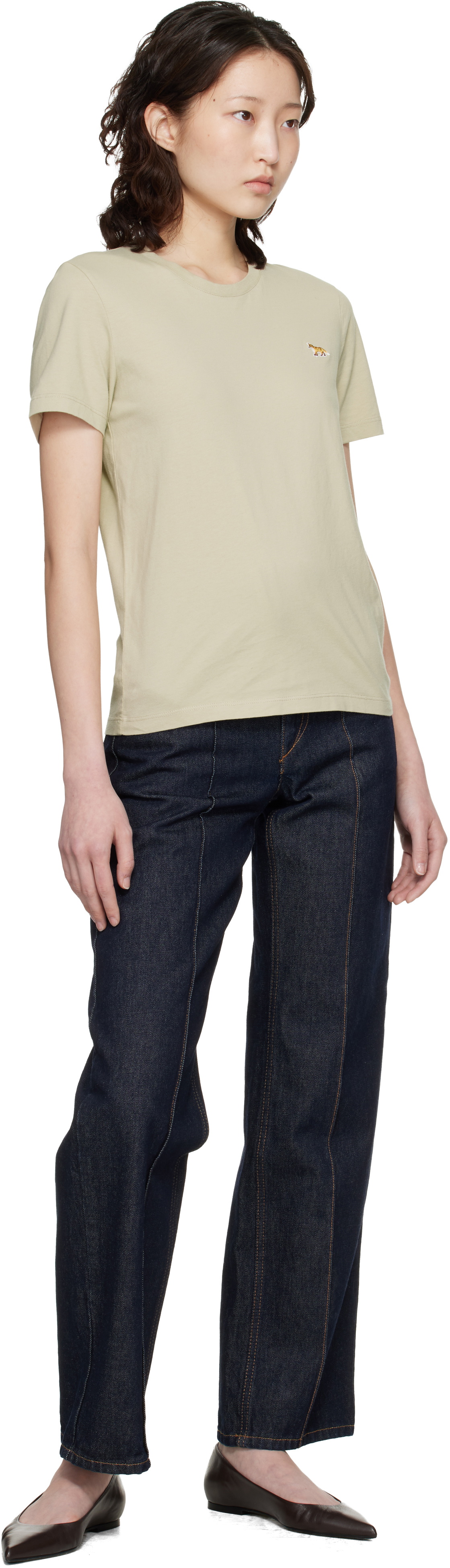 Maison Kitsuné Beige Baby Fox Regular T-shirt