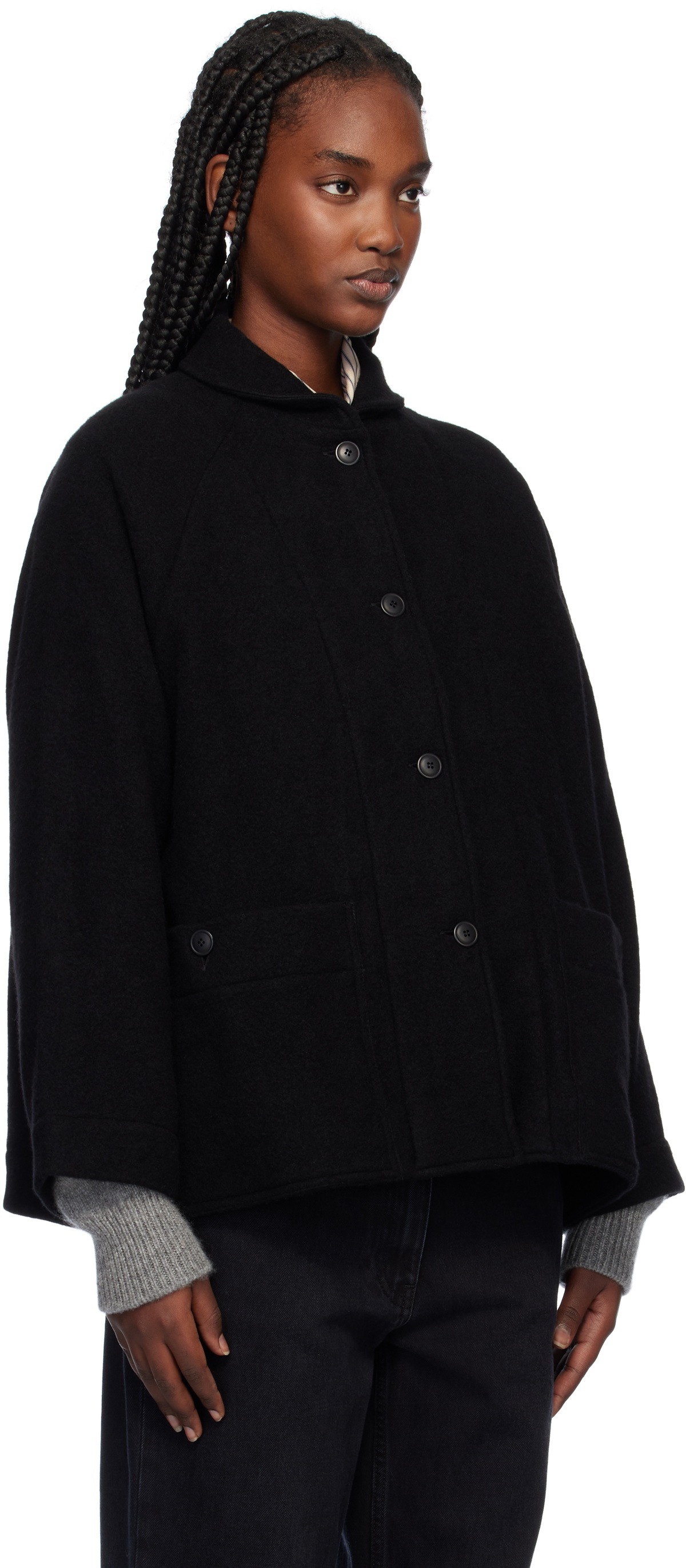 CASEY CASEY Black Mathilde Quorum Tumbled Jacket