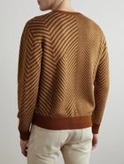 Loro Piana - Chevron Silk and Cashmere-Blend Sweater - Brown