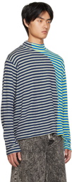 Sunnei Blue Striped Long Sleeve T-Shirt