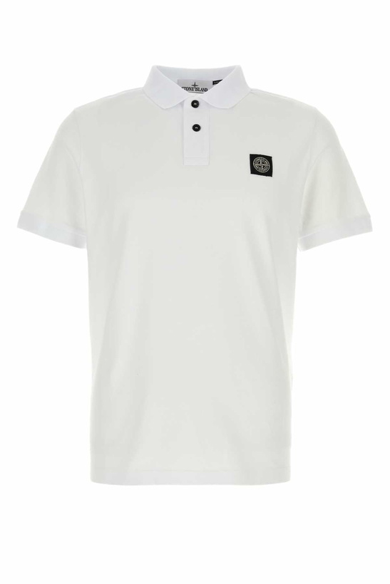 Photo: Stone Island White Stretch Piquet Polo Shirt