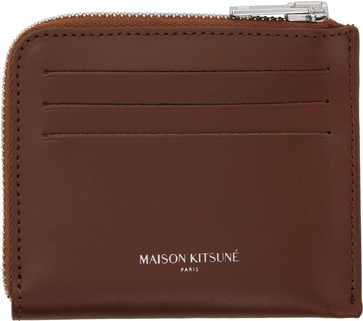Maison Kitsuné Brown Fox Head Zipped Card Holder