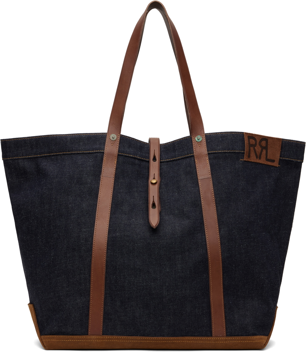 RRL Indigo Leather-Trim Denim Tote