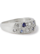 Bleue Burnham - The Mini Riviera Sterling Silver and Sapphire Ring - Silver