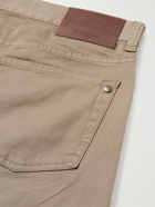 Canali - Straight-Leg Cotton-Blend Twill Trousers - Brown