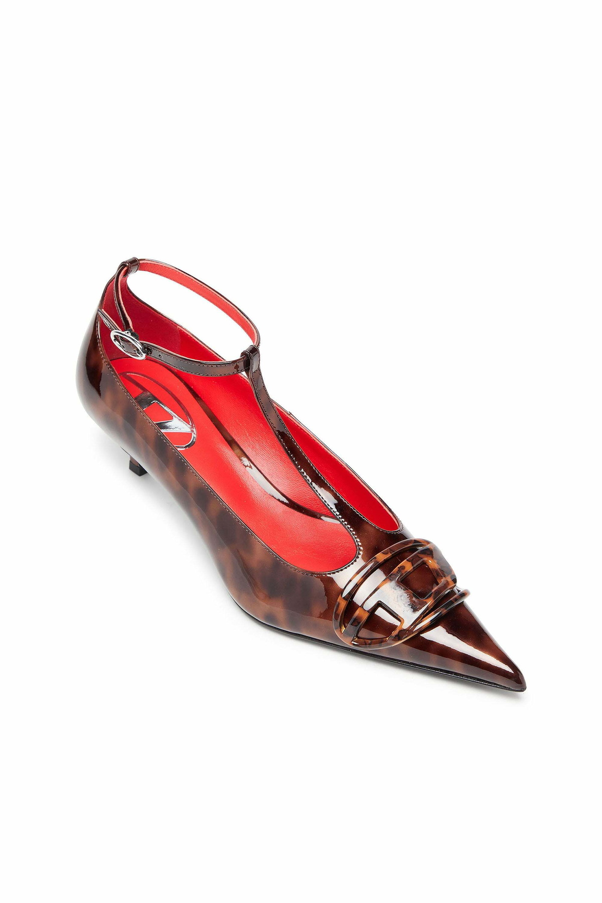 Diesel D-Venus - Patent leopard T-bar pumps - Moccasins and Mules Womens in Brown
