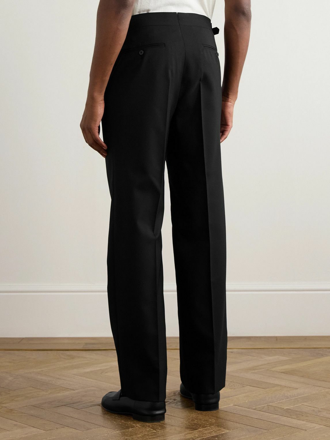 Stòffa - Straight-Leg Pleated Wool Trousers - Black