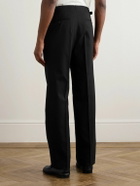 Stòffa - Straight-Leg Pleated Wool Trousers - Black