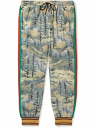 GUCCI - The North Face Tapered Webbing-Trimmed Printed Jersey Sweatpants - Green