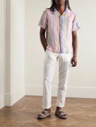 Polo Ralph Lauren - Logo-Embroidered Convertible-Collar Striped Linen Shirt - Multi