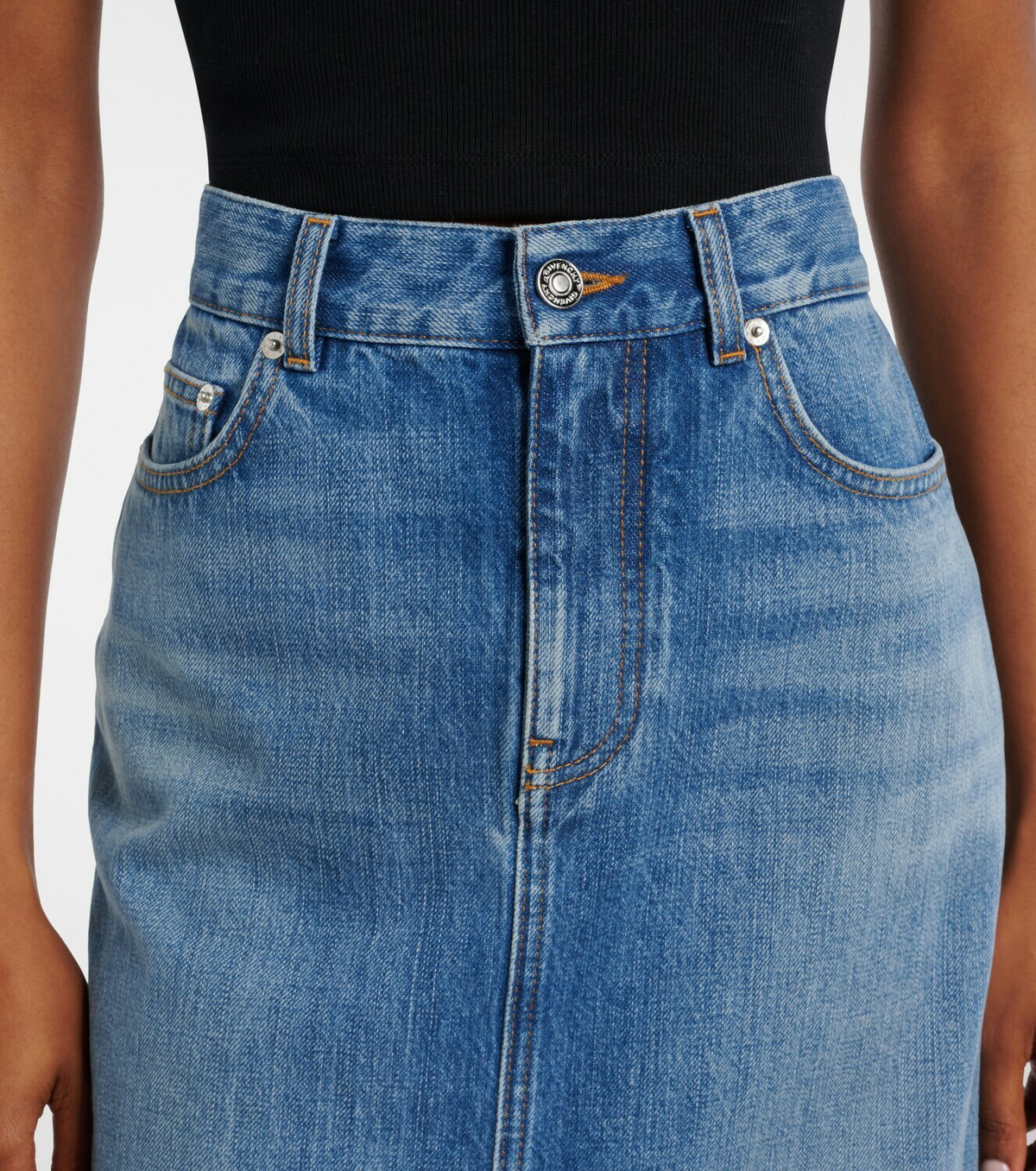 Givenchy High-rise denim midi skirt