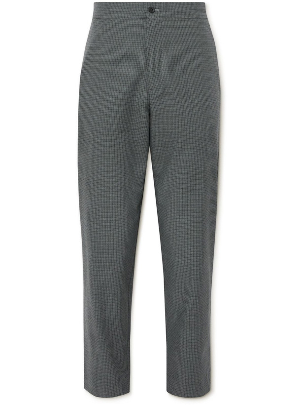 Photo: Mr P. - Slim-Fit Checked Virgin Wool and Cotton-Blend Trousers - Gray