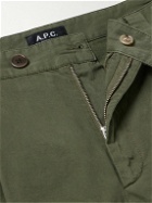 A.P.C. - Renato Tapered Pleated Cotton-Twill Chinos - Green
