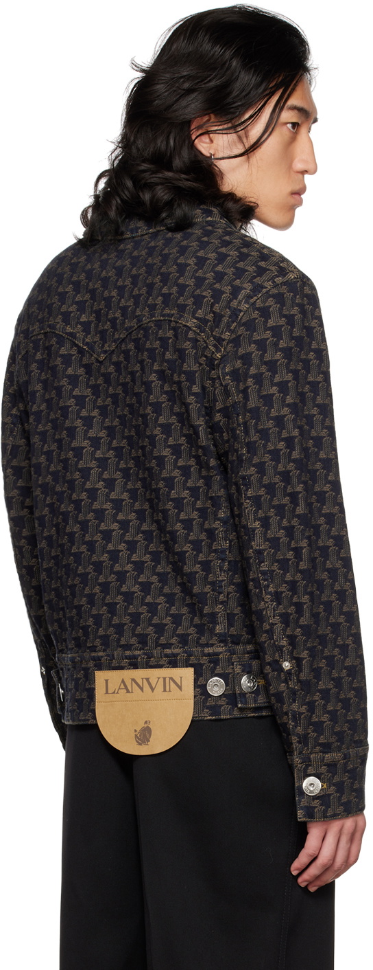 Lanvin Navy & Brown Monogram Denim Jacket In Blu