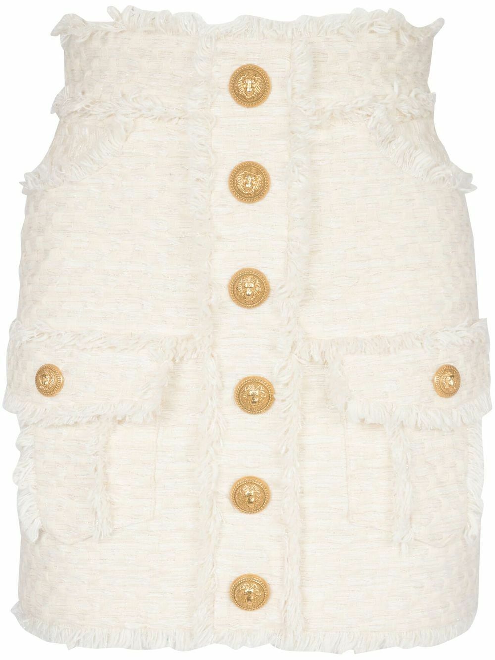 BALMAIN - High Waist Tweed Mini Skirt