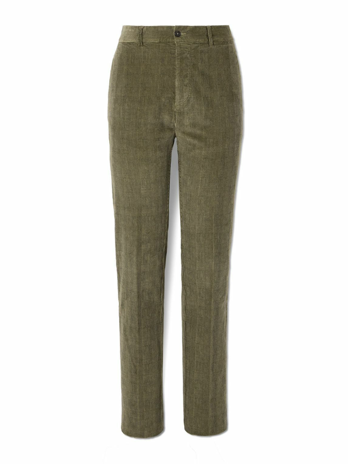 Massimo Alba - Mauko Straight-Leg Prince of Wales Checked Cotton-Blend Corduroy Suit Trousers - Green