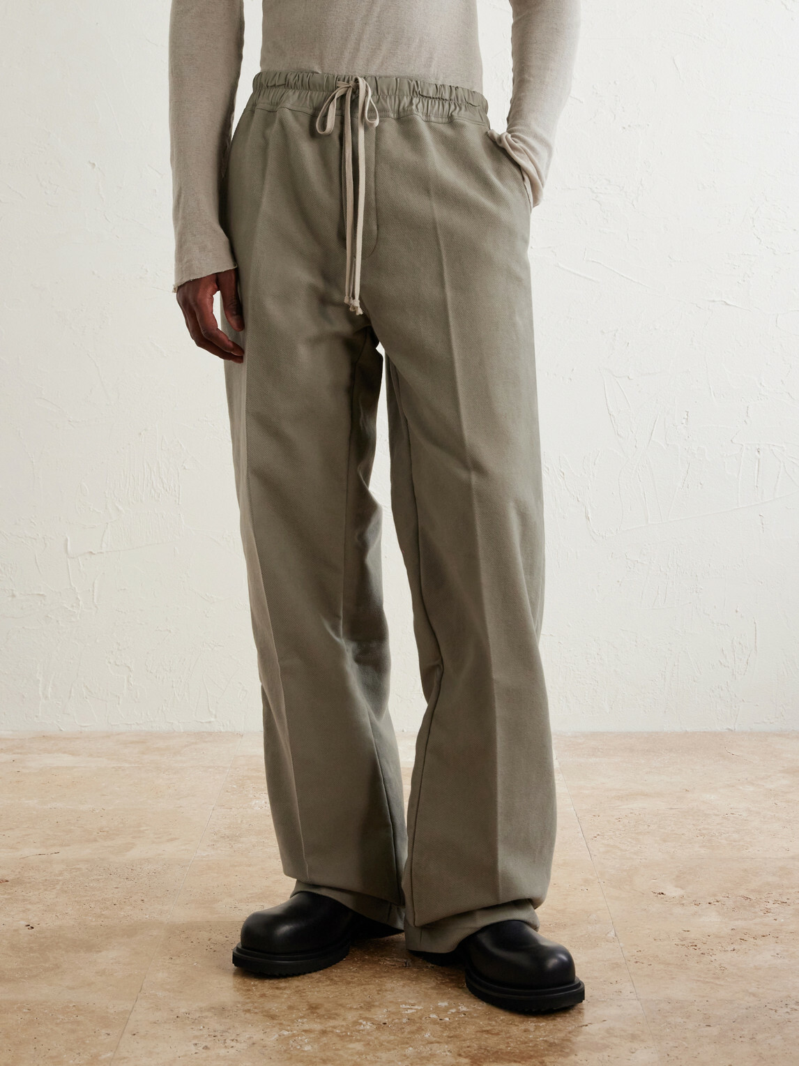 Rick Owens - Dietrich Straight-Leg Cotton-Twill Drawstring Trousers - Gray
