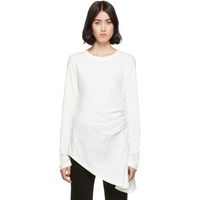 MM6 Maison Margiela White Asymmetric Long Sleeve T-Shirt