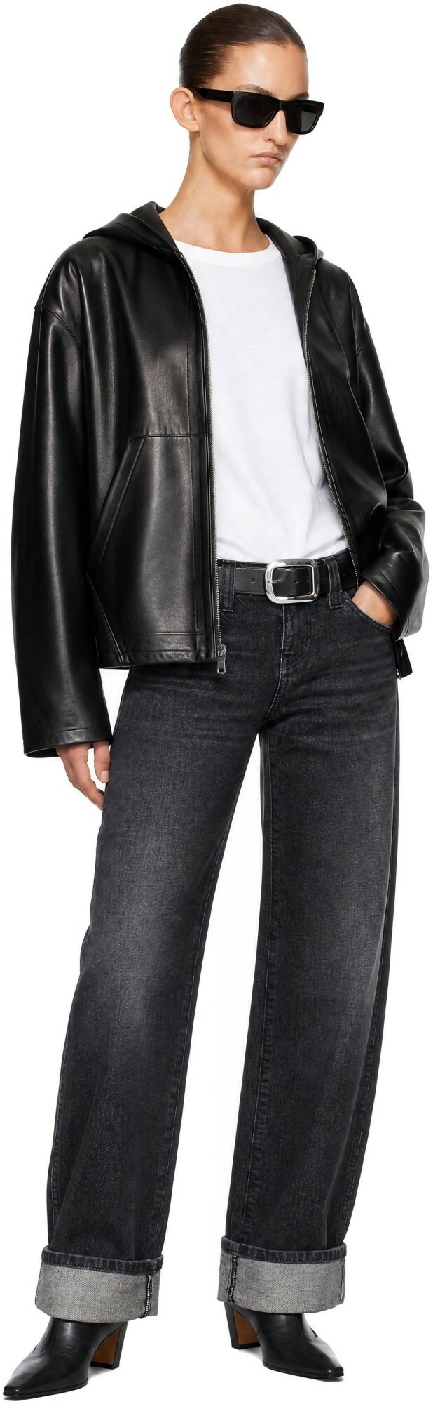 KHAITE Black Darlo Leather Jacket