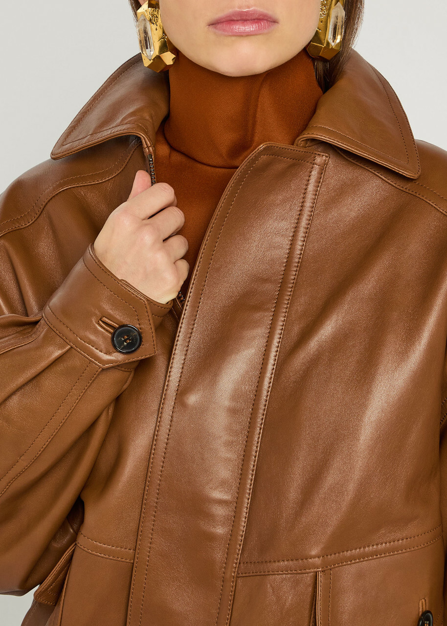Saint Laurent Leather Jacket Brown
