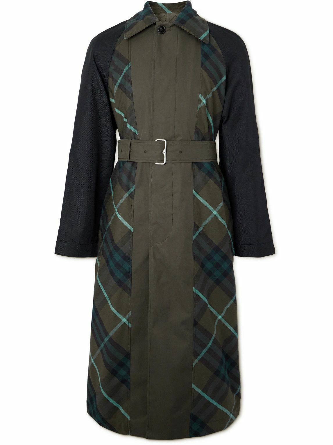 Photo: Burberry - Belted Logo-Appliquéd Checked Cotton-Gabardine Trench Coat - Brown