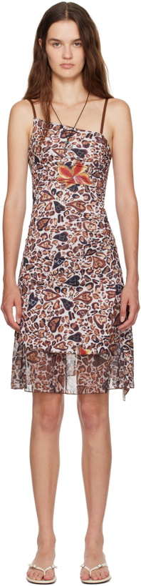 Photo: Juliet Johnstone Brown JJ Leopard Asymmetrical Ruched Midi Dress