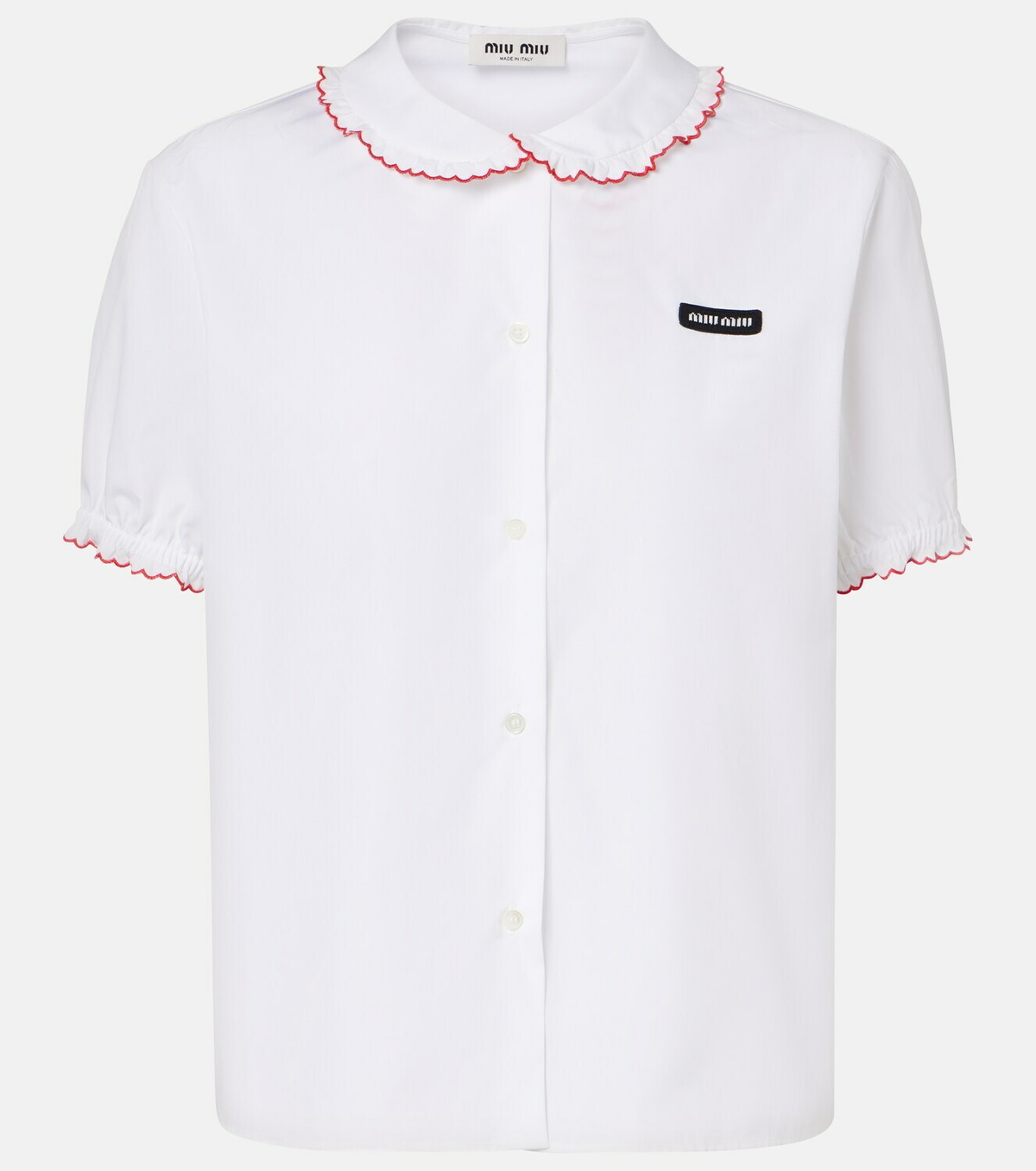 Miu Miu Scalloped cotton poplin shirt
