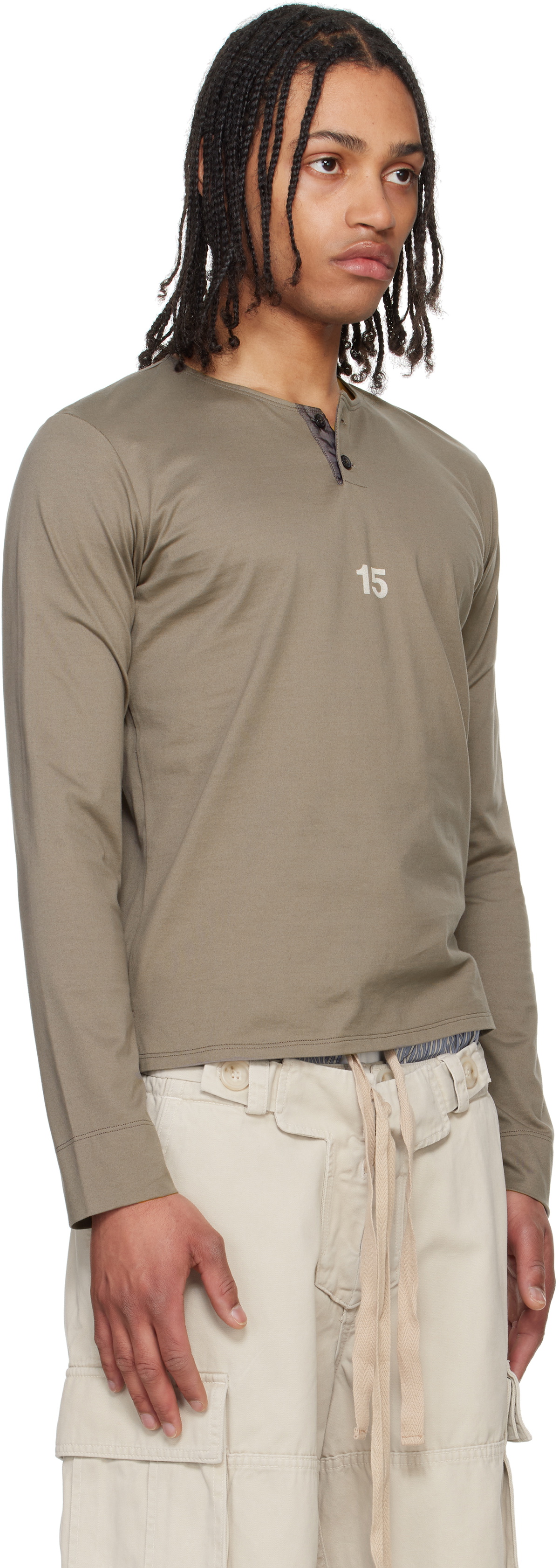 Raimundo Langlois Brown Long Sleeve Henley
