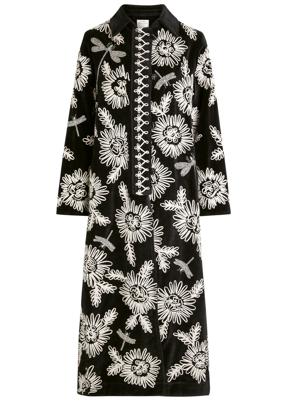 Forte_forte Embroidered Velvet Coat Black