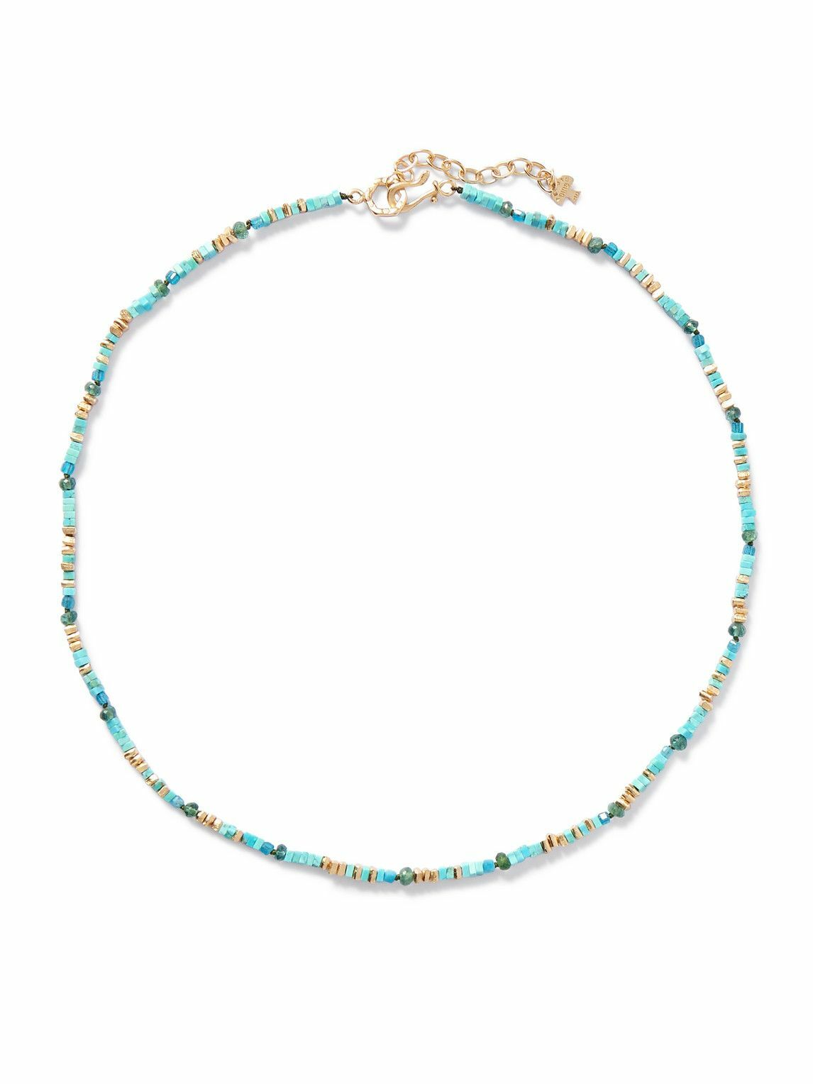 Peyote Bird - Gold-Plated, Turquoise and Apatite Beaded Necklace