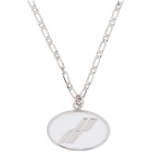 We11done Silver Oval Logo Necklace