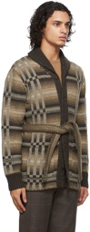 RRL Brown Wool Belted Cardigan