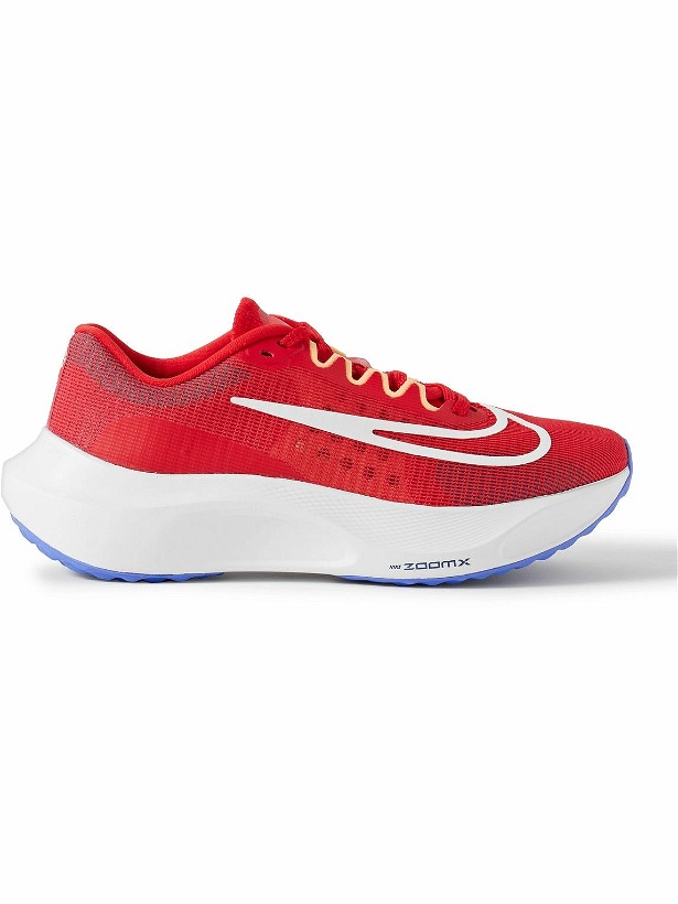 Photo: Nike Running - Zoom Fly 5 Rubber-Trimmed Mesh Sneakers - Red