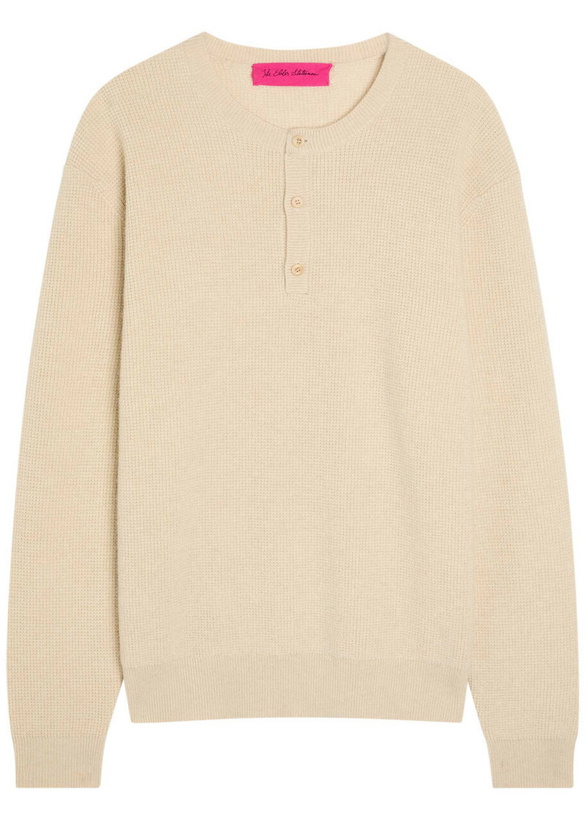 Photo: The Elder Statesman Waffle Cashmere-knit Henley Jumper Natural