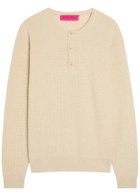 The Elder Statesman Waffle Cashmere-knit Henley Jumper Natural